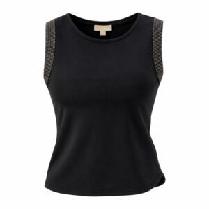 Michael Kors Women's Black Sleeveless Studded Shoulder Tank Top